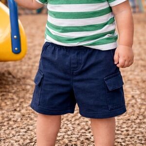 JUMPING BEANS Cargo Shorts Navy Blue Cotton Pull-On Size 18 Months